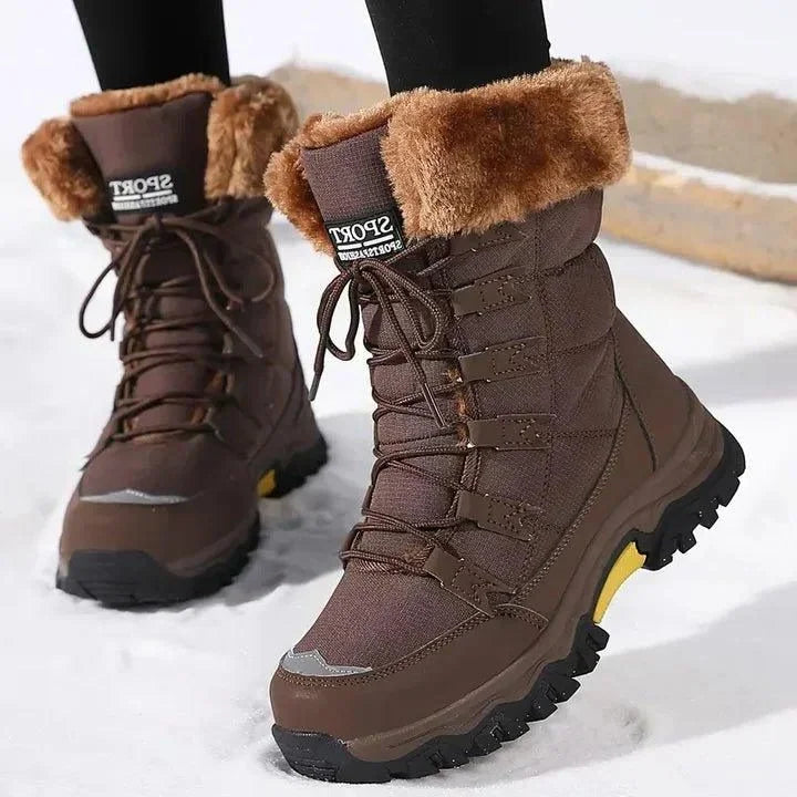 Zillaanne | Women's Faux Fur Lined Lace-Up Boots — Brown